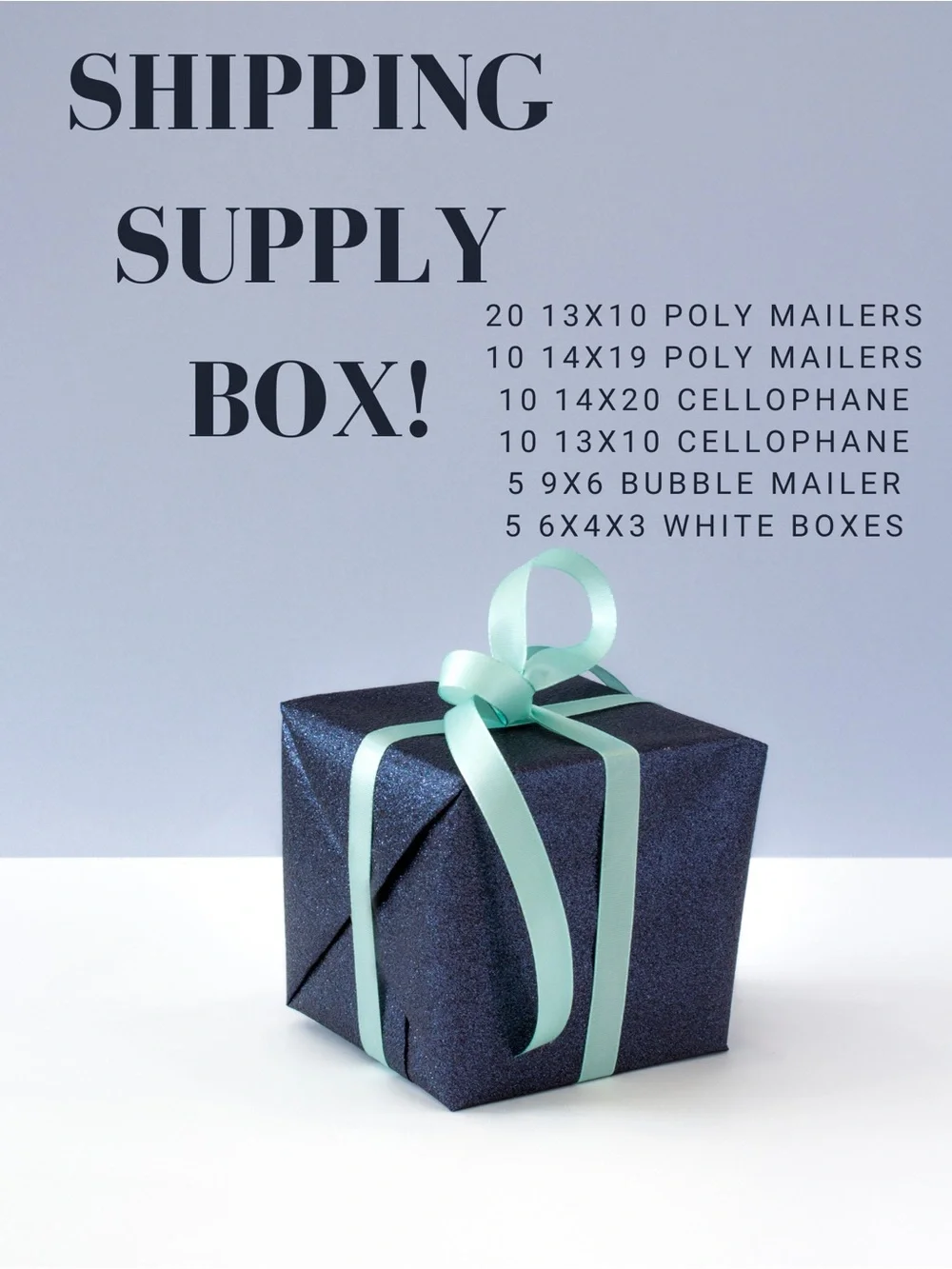 Shipping Supply Box - Navy Gift Box with Mint Ribbon